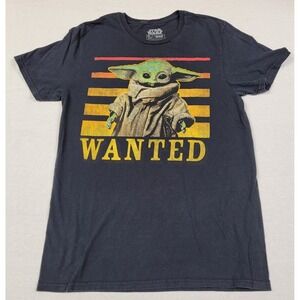 Mad Engine Star Wars Baby Yoda Grogu Wanted Black T-shirt Men's Size M (38/40)